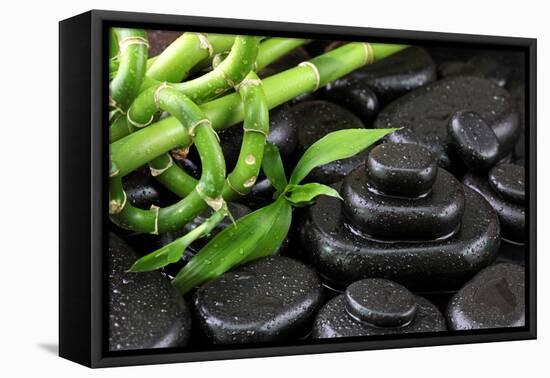 Spa Still Life with Hot Stones and Bamboo-egal-Framed Premier Image Canvas