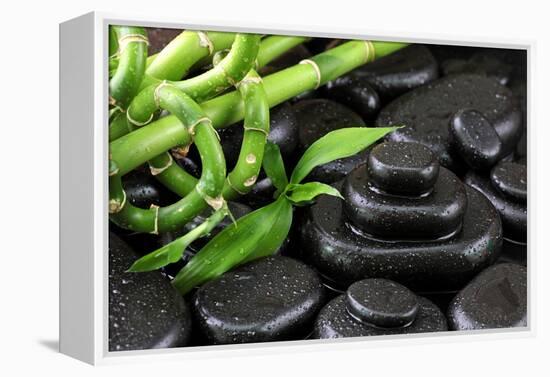 Spa Still Life with Hot Stones and Bamboo-egal-Framed Premier Image Canvas