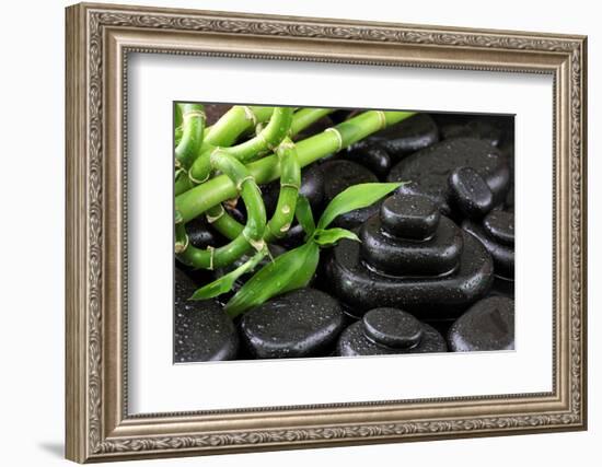 Spa Still Life with Hot Stones and Bamboo-egal-Framed Photographic Print