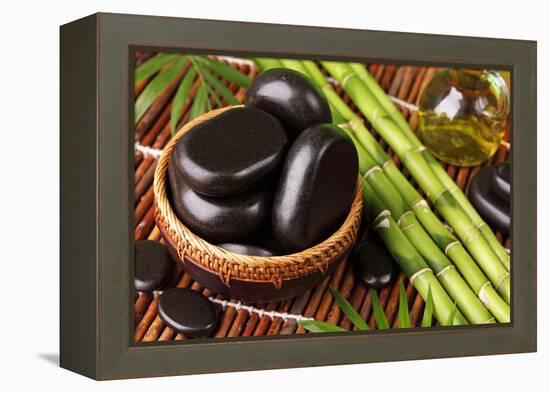 Spa Still Life with Hot Stones and Essential Oil-egal-Framed Premier Image Canvas