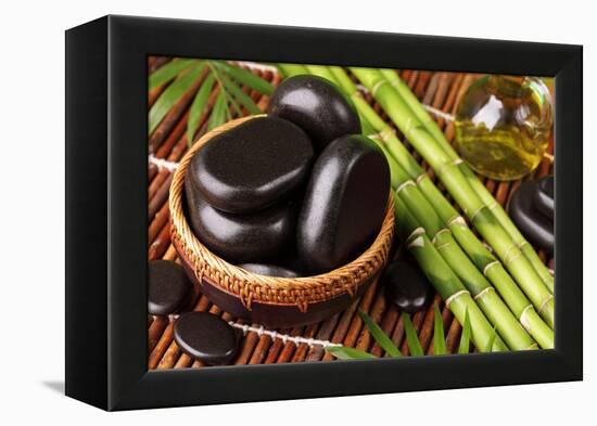 Spa Still Life with Hot Stones and Essential Oil-egal-Framed Premier Image Canvas