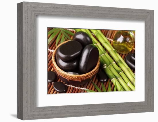 Spa Still Life with Hot Stones and Essential Oil-egal-Framed Photographic Print