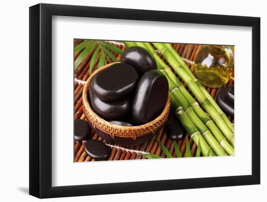 Spa Still Life with Hot Stones and Essential Oil-egal-Framed Photographic Print