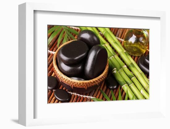 Spa Still Life with Hot Stones and Essential Oil-egal-Framed Photographic Print