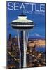 Space Needle Aerial View - Seattle, WA-Lantern Press-Mounted Art Print