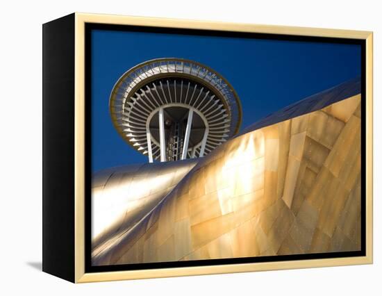 Space Needle and the Experience Music Project, Seattle Center, Seattle, Washington, USA-Jamie & Judy Wild-Framed Premier Image Canvas