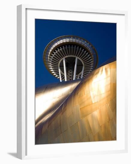 Space Needle and the Experience Music Project, Seattle Center, Seattle, Washington, USA-Jamie & Judy Wild-Framed Photographic Print