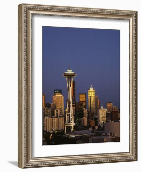 Space Needle at Dusk, Seattle, Washington, USA-Adam Jones-Framed Photographic Print