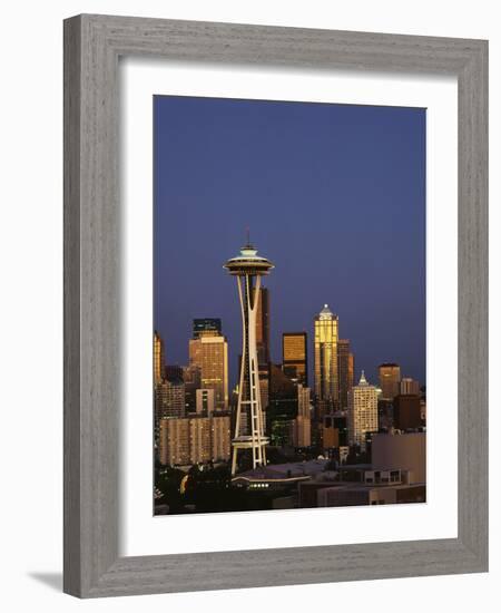 Space Needle at Dusk, Seattle, Washington, USA-Adam Jones-Framed Photographic Print