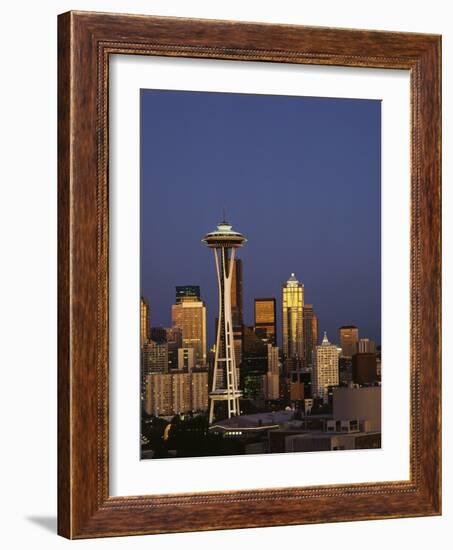 Space Needle at Dusk, Seattle, Washington, USA-Adam Jones-Framed Photographic Print