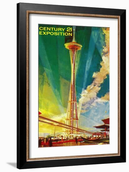 Space Needle Exposition, Seattle, WA - Seattle, WA-Lantern Press-Framed Art Print