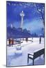 Space Needle in Snow, Seattle, WA-Lantern Press-Mounted Art Print