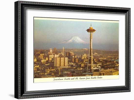 Space Needle, Mt. Rainier, Seattle, Washington-null-Framed Art Print