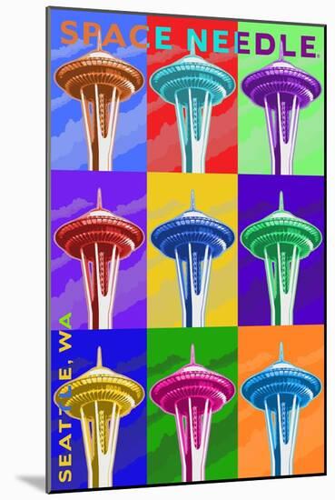Space Needle Pop Art - Seattle, WA-Lantern Press-Mounted Art Print