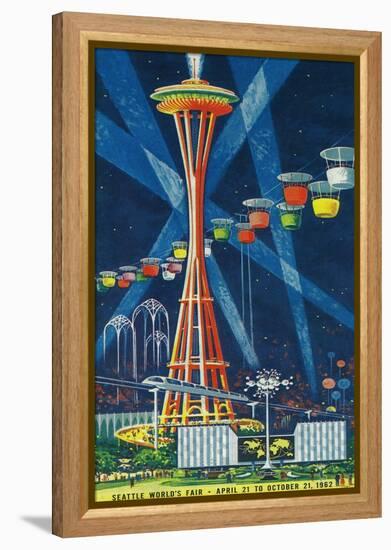 Space Needle Worlds Fair Poster - Seattle, WA-Lantern Press-Framed Stretched Canvas