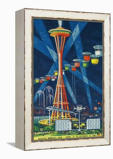 Space Needle Worlds Fair Poster - Seattle, WA-Lantern Press-Framed Stretched Canvas