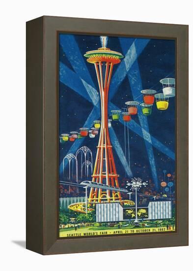 Space Needle Worlds Fair Poster - Seattle, WA-Lantern Press-Framed Stretched Canvas