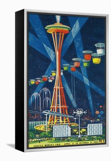 Space Needle Worlds Fair Poster - Seattle, WA-Lantern Press-Framed Stretched Canvas