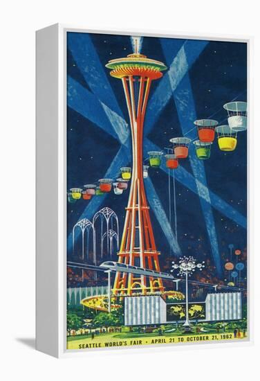 Space Needle Worlds Fair Poster - Seattle, WA-Lantern Press-Framed Stretched Canvas
