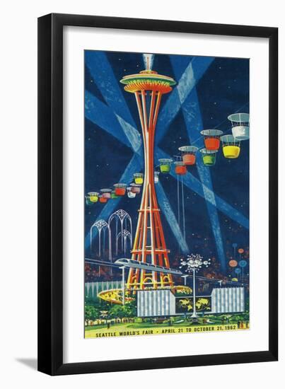 Space Needle Worlds Fair Poster - Seattle, WA-Lantern Press-Framed Art Print