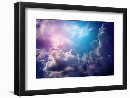 Space of Night Sky with Cloud and Stars.-nednapa-Framed Photographic Print