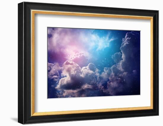 Space of Night Sky with Cloud and Stars.-nednapa-Framed Photographic Print