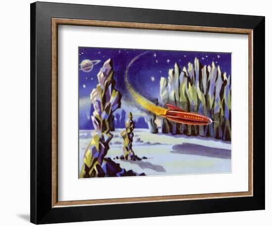 Space Rocket Lands on Venus-null-Framed Art Print