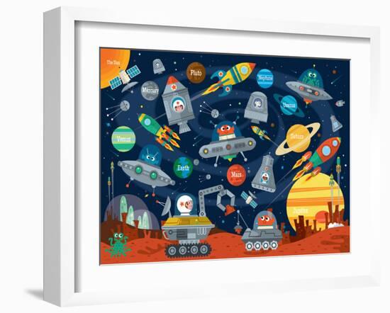 Space Scene (Variant 1)-Sean Sims-Framed Art Print