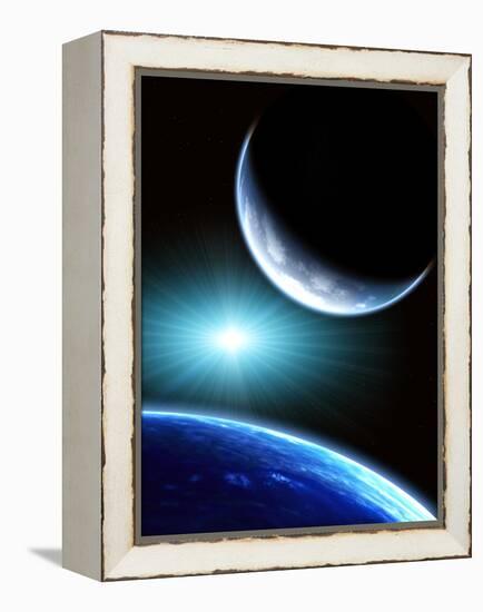 Space Scene with Two Planets-frenta-Framed Premier Image Canvas