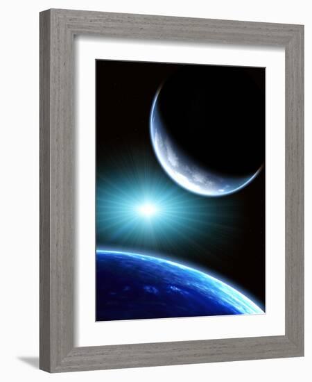 Space Scene with Two Planets-frenta-Framed Photographic Print