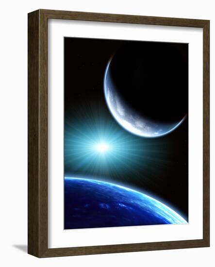 Space Scene with Two Planets-frenta-Framed Photographic Print