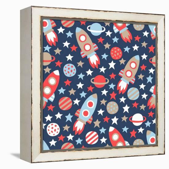 Space Seamless Pattern-Texturis-Framed Stretched Canvas