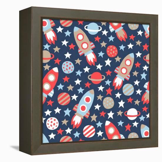 Space Seamless Pattern-Texturis-Framed Stretched Canvas