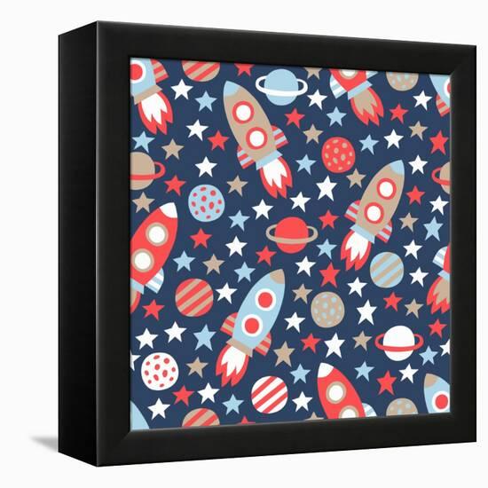 Space Seamless Pattern-Texturis-Framed Stretched Canvas