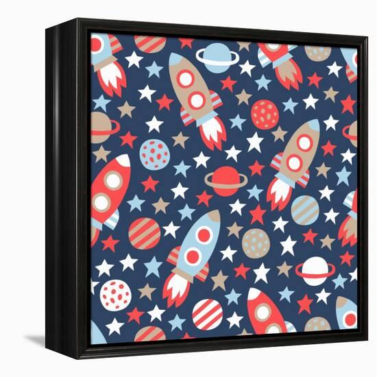 Space Seamless Pattern-Texturis-Framed Stretched Canvas