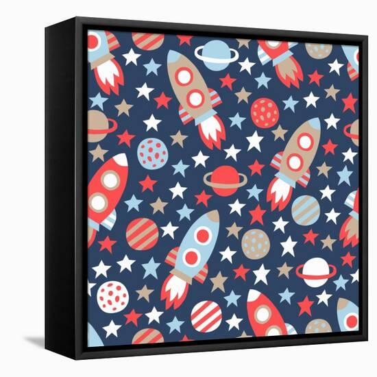 Space Seamless Pattern-Texturis-Framed Stretched Canvas