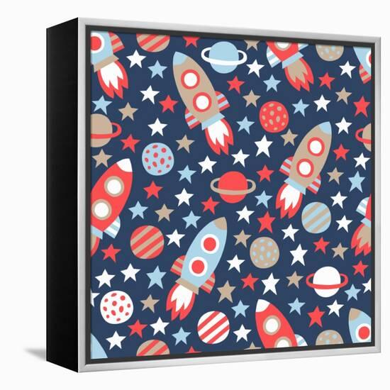 Space Seamless Pattern-Texturis-Framed Stretched Canvas