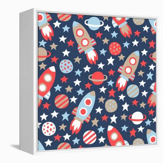Space Seamless Pattern-Texturis-Framed Stretched Canvas