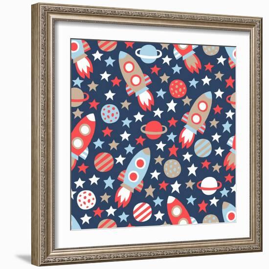 Space Seamless Pattern-Texturis-Framed Art Print