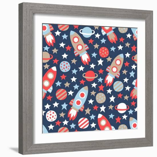 Space Seamless Pattern-Texturis-Framed Art Print