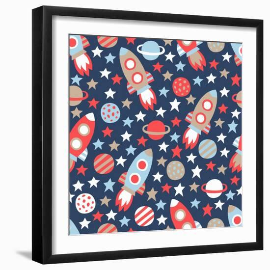 Space Seamless Pattern-Texturis-Framed Art Print