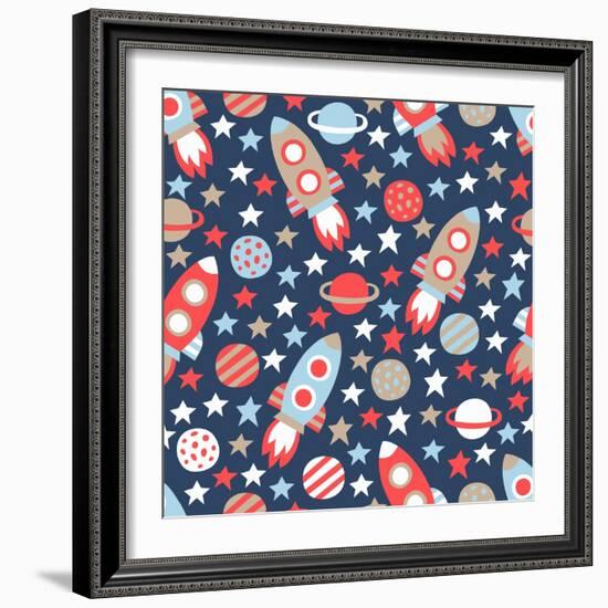 Space Seamless Pattern-Texturis-Framed Art Print