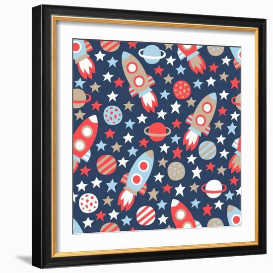 Space Seamless Pattern-Texturis-Framed Art Print