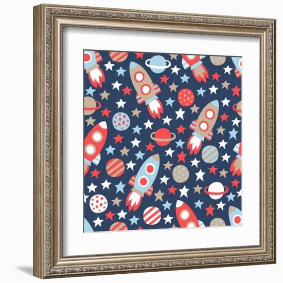 Space Seamless Pattern-Texturis-Framed Art Print