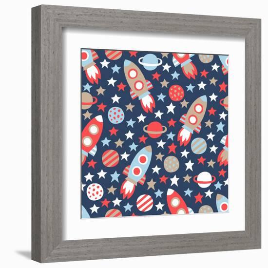 Space Seamless Pattern-Texturis-Framed Art Print