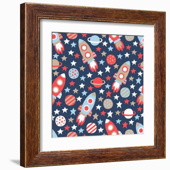 Space Seamless Pattern-Texturis-Framed Art Print