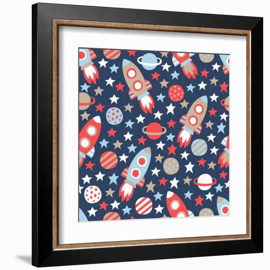 Space Seamless Pattern-Texturis-Framed Art Print