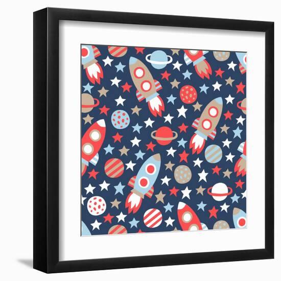 Space Seamless Pattern-Texturis-Framed Art Print
