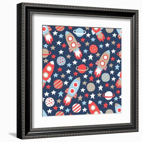 Space Seamless Pattern-Texturis-Framed Art Print