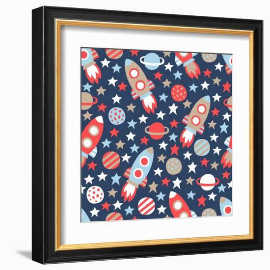 Space Seamless Pattern-Texturis-Framed Art Print